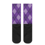 Purple Argyle Pattern Print Crew Socks