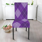 Purple Argyle Pattern Print Dining Chair Slipcover