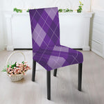 Purple Argyle Pattern Print Dining Chair Slipcover