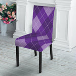 Purple Argyle Pattern Print Dining Chair Slipcover