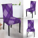Purple Argyle Pattern Print Dining Chair Slipcover