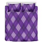 Purple Argyle Pattern Print Duvet Cover Bedding Set