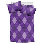 Purple Argyle Pattern Print Duvet Cover Bedding Set
