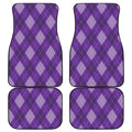 Purple Argyle Pattern Print Front and Back Car Floor Mats