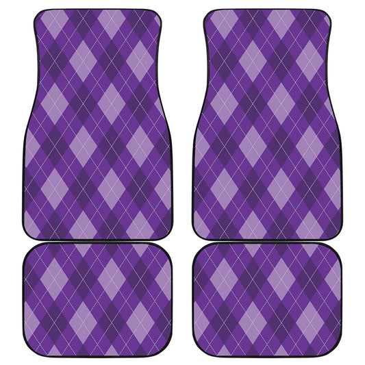 Purple Argyle Pattern Print Front and Back Car Floor Mats