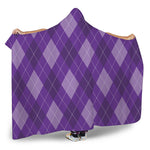 Purple Argyle Pattern Print Hooded Blanket