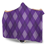 Purple Argyle Pattern Print Hooded Blanket