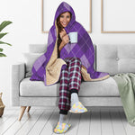 Purple Argyle Pattern Print Hooded Blanket