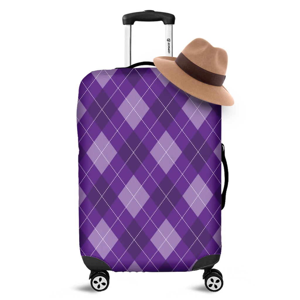 Purple Argyle Pattern Print Luggage Cover