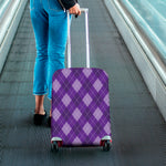 Purple Argyle Pattern Print Luggage Cover