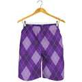 Purple Argyle Pattern Print Men's Shorts