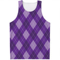 Purple Argyle Pattern Print Men's Tank Top