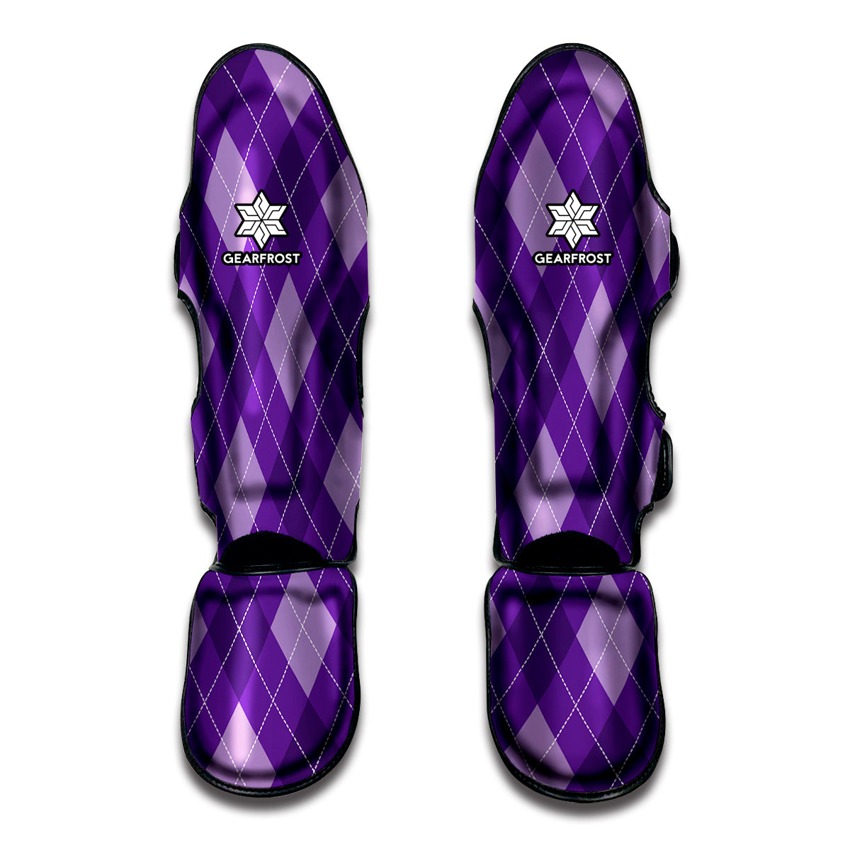 Purple Argyle Pattern Print Muay Thai Shin Guard