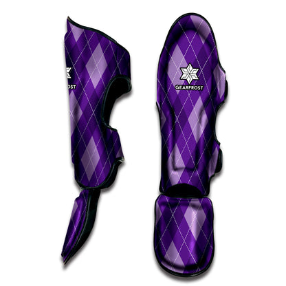 Purple Argyle Pattern Print Muay Thai Shin Guard