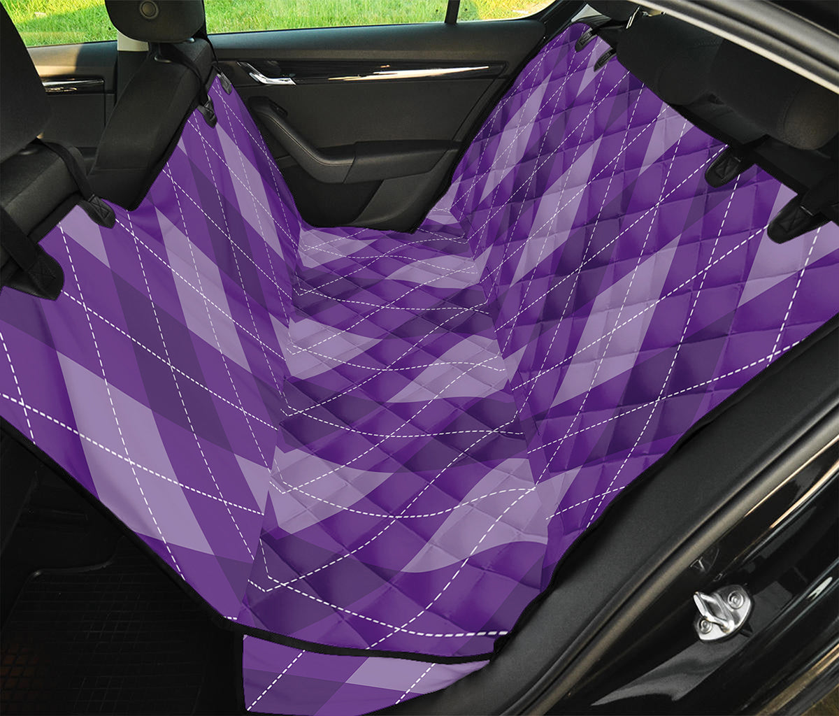 Purple Argyle Pattern Print Pet Car Back Seat Cover