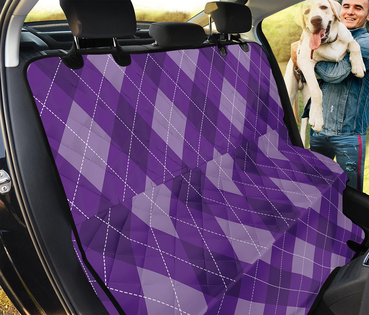 Purple Argyle Pattern Print Pet Car Back Seat Cover