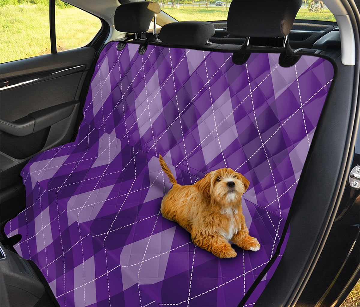 Purple Argyle Pattern Print Pet Car Back Seat Cover