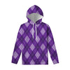Purple Argyle Pattern Print Pullover Hoodie
