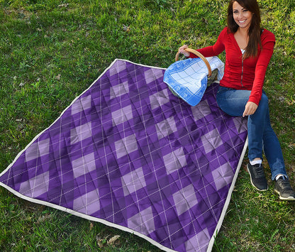 Purple Argyle Pattern Print Quilt