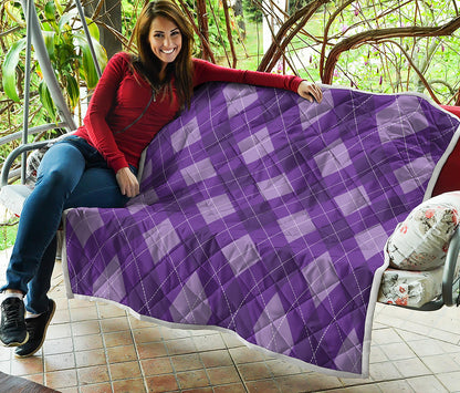 Purple Argyle Pattern Print Quilt
