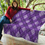 Purple Argyle Pattern Print Quilt