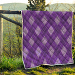 Purple Argyle Pattern Print Quilt
