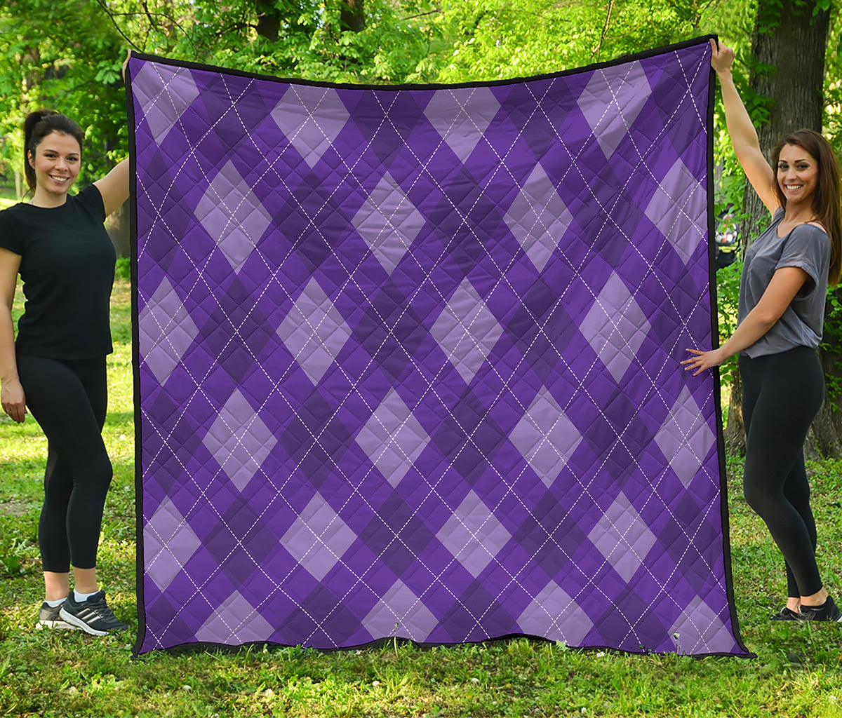 Purple Argyle Pattern Print Quilt