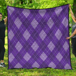Purple Argyle Pattern Print Quilt
