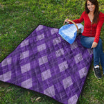 Purple Argyle Pattern Print Quilt