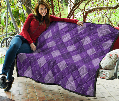 Purple Argyle Pattern Print Quilt