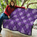 Purple Argyle Pattern Print Quilt