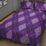 Purple Argyle Pattern Print Quilt Bed Set