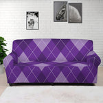 Purple Argyle Pattern Print Sofa Cover