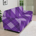 Purple Argyle Pattern Print Sofa Cover