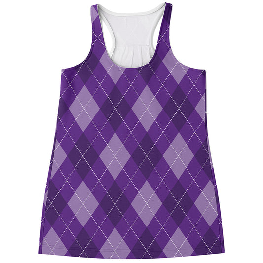Purple Argyle Pattern Print Women's Racerback Tank Top