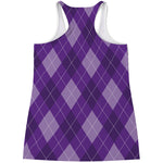 Purple Argyle Pattern Print Women's Racerback Tank Top