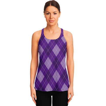 Purple Argyle Pattern Print Women's Racerback Tank Top