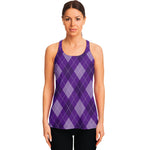 Purple Argyle Pattern Print Women's Racerback Tank Top