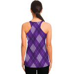 Purple Argyle Pattern Print Women's Racerback Tank Top