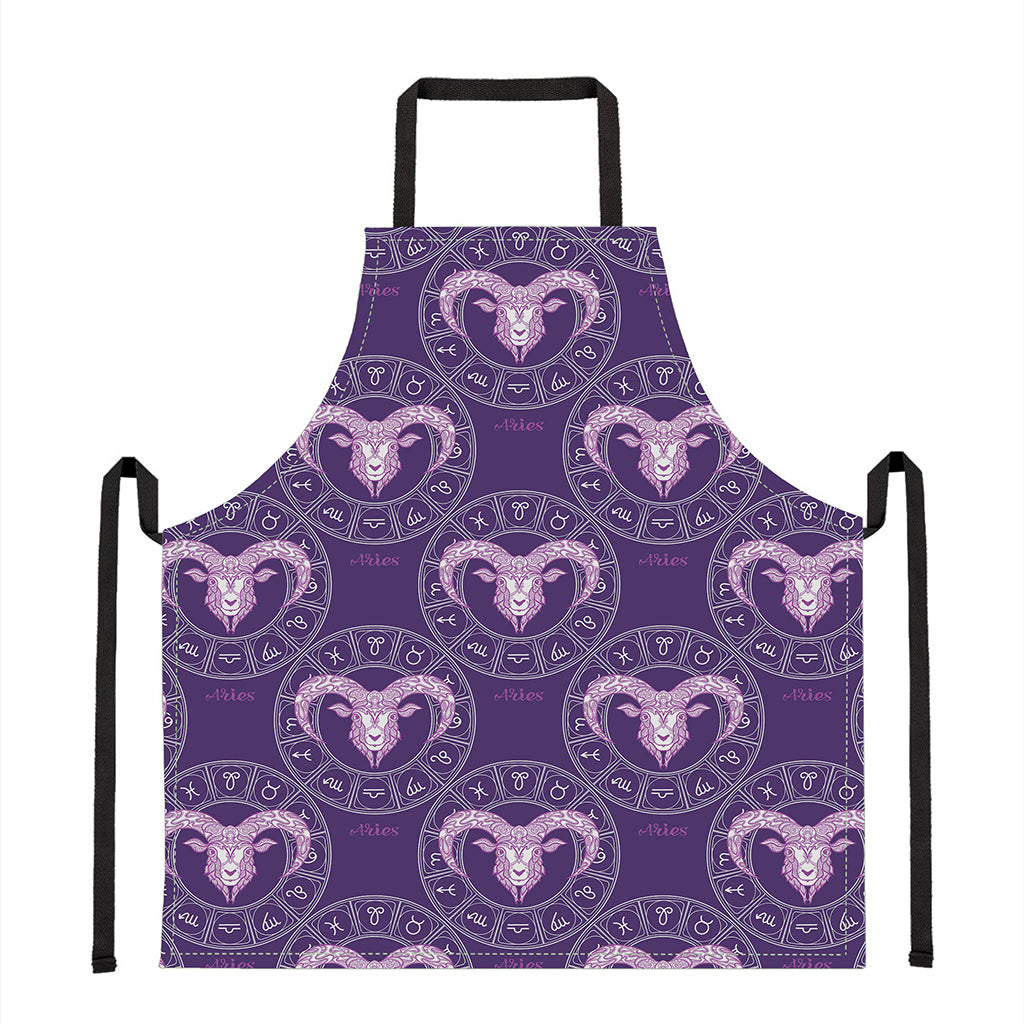 Purple Aries Zodiac Pattern Print Apron