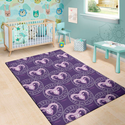 Purple Aries Zodiac Pattern Print Area Rug