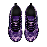 Purple Aries Zodiac Pattern Print Black Sneakers