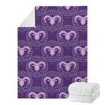 Purple Aries Zodiac Pattern Print Blanket
