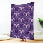 Purple Aries Zodiac Pattern Print Blanket