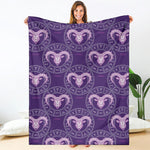 Purple Aries Zodiac Pattern Print Blanket