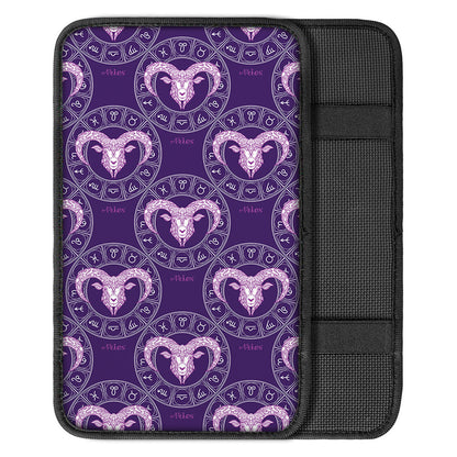 Purple Aries Zodiac Pattern Print Car Center Console Cover