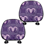 Purple Aries Zodiac Pattern Print Car Headrest Covers