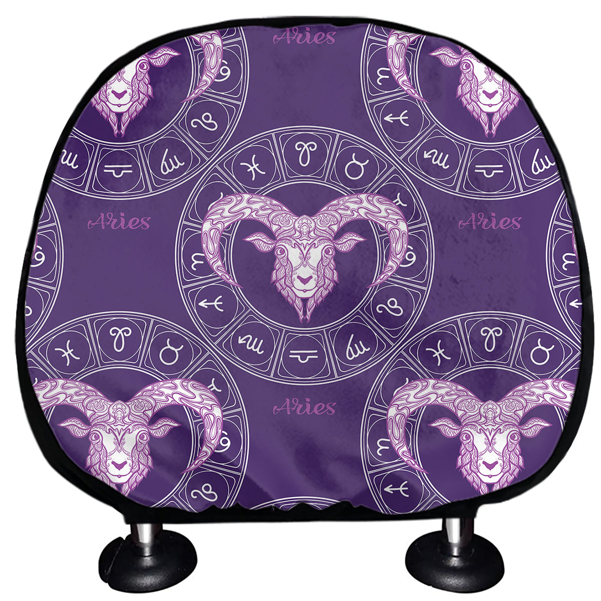 Purple Aries Zodiac Pattern Print Car Headrest Covers