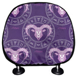 Purple Aries Zodiac Pattern Print Car Headrest Covers