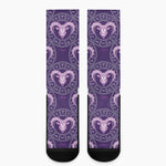 Purple Aries Zodiac Pattern Print Crew Socks
